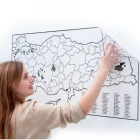 56x110cm Türkiye Haritası Akıllı Kağıt Pratik Tutunabilir Şeffaf Tahta