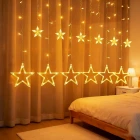 12 Sarkıtlı 120 Led Kumandalı Perde Led Yıldız Figürlü Perde Işık Sarkıt Led