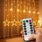 12 Sarkıtlı 120 Led Kumandalı Perde Led Yıldız Figürlü Perde Işık Sarkıt Led