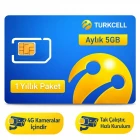 Turkcell Yıllık Abonelikli 60 GB Aylık 5GB 12 Aylık Data Hat Güvenlik Kameraları İçin 4.5G Data Hat