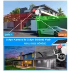 O-Kam Pro 3950W Solar Güneş Enerjili Wifi Özellikli Ultra HD 3 Kameralı 360 Dönebilen Kablosuz Kamera Sesli Görüşme Renkli Gece Görüşü