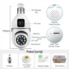 Çift Lensli Ampul Kamera Harekete Duyarlı Gece Görüşlü Çift Görüntülü Sesli Görüşme İnsan Takibi Alarmlı