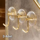 3 Adet Kristal Gold Güçlü Yapışkanlı Duvar Askısı Vida Gerektirmez Yüksek Ağırlığa Dayanıklı