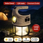 Çift Işıklı IPX4 Led Solar Şarjlı Güneş Enerjili Kamp Lambası Powerbank Özellikli