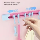 Raylı Hareketli 10 Kancalı Askı Kendinden Yapışkanlı Mutfak Banyo Askısı