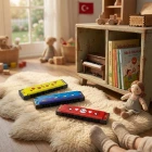 Desenli Mızıka 16 Delikli Çift Sıralı Renkli