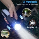 3 In 1 Teleskopik Ayaklı Tripod Kamp Lambası Zoomlu El Feneri Özellikli Şarjlı LED Lamba