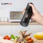MPIA Premium Temassız Şarjlı Tuz Karabiber Baharat Değirmeni 2 Li Set 110 ml LED Işıklı Paslanmaz Çelik Bıçak Öğütücü