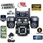 O-Kam Pro 4 Kameralı 4 Görüntülü Ultra HD 360 Dönebilen Kablosuz Wifi Kamera Gece Görüşlü Su Geçirmez Sesli Görüşme Hareket Takip Ok-202PlusW