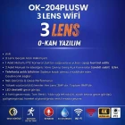 O-Kam Pro 3 Kameralı 3 Görüntülü Ultra HD 360 Dönebilen Kablosuz Wifi Kamera Gece Görüşlü Su Geçirmez Sesli Görüşme Hareket Takip Ok-204PlusW
