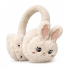 Sevimli Tavşan Peluş Kafa Üstü Bluetooth Kulaklık Wireless 5.3 Mikrofonlu Şarjlı Krem