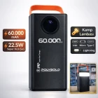 60.000 Mah Powerbank 4 Usb Micro Type-c Lıghtnıng Girişli El Fenerli Taşınabilir Şarj Aleti