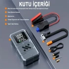 12.000 Mah Tank Modeli Akım Korumalı Hava Kompresörlü Akü Takviye Cihazı Hızlı Şişirme El Feneri Taşınabilir Powerbank St-9654