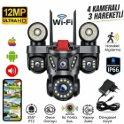 O-Kam Pro 4 Kameralı 4 Görüntülü Ultra HD 360 Dönebilen Kablosuz Wifi Kamera Gece Görüşlü Su Geçirmez Sesli Görüşme Hareket Takip OK-231 Premium