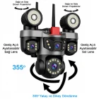 O-Kam Pro 4 Kameralı 4 Görüntülü Ultra HD 360 Dönebilen Kablosuz Wifi Kamera Gece Görüşlü Su Geçirmez Sesli Görüşme Hareket Takip OK-231 Premium