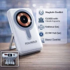 13.000 mAh Premium Temassız 22.5W PD Süper Hızlı Şarjlı Telefon Tutucu Özellikli Powerbank