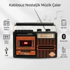 Nostaljik Bluetooth Usb Sd Fm Kaset Çalar Retro 4 Bant Radyo