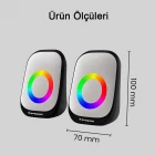 Sprange Led Işıklı Rgb Bilgisayar Hoparlörü 2.0 3W x 2 USB 3.5mm 5V 1 + 1 Siyah SR-PN786