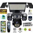 O-Kam Premium 4G 12MP SIM Kartlı 4 Kameralı 4 Görüntülü 3 Adet Solar Panel Kumandalı Projektörlü Renkli Gece Görüşlü Güvenlik Kamerası