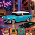 1955 Model Klasik Araba Bluetooth Hoparlör Speaker 10 Watt Fm Radyo Sd Kart USB Turkuaz