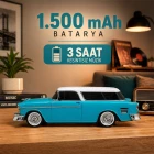 1955 Model Klasik Araba Bluetooth Hoparlör Speaker 10 Watt Fm Radyo Sd Kart USB Turkuaz