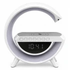 G Harfi Kablosuz Şarj Özellikli Dijital Saatli ve Alarmlı Rgb Ledli Temassız Şarjlı Bluetooth Hoparlör BT-3401