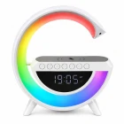 G Harfi Kablosuz Şarj Özellikli Dijital Saatli ve Alarmlı Rgb Ledli Temassız Şarjlı Bluetooth Hoparlör BT-3401