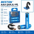 2 Adet AAA USB Type C Şarj Edilebilir Lityum İyon Pil 1.5V 660mWh Kapasite Şarjlı Pil