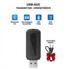 Araç İçi Kablosuz Aux Bluetooth Kiti USB 3.5mm Jack Bluetooth Receiver Aux Kablo Wireless Araç Kiti Kablosuz Kit BT-13