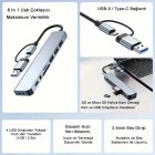 8 In 1 Usb Çoklayıcı Type-C USB 2.0-3.0 Audio 3.5 Tf Sd Çevirici Adaptör Çok Portlu Çoklayıcı USB Hub