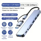 8 In 1 Usb Çoklayıcı Type-C USB 2.0-3.0 Audio 3.5 Tf Sd Çevirici Adaptör Çok Portlu Çoklayıcı USB Hub