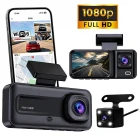 MPIA 1080P Full Hd 3 Kameralı Wifi Özellikli Telefondan İzleme Arka Park Kamerası Sensörlü Lcd Ekranlı Araç Kamerası