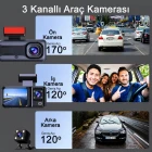 MPIA 1080P Full Hd 3 Kameralı Wifi Özellikli Telefondan İzleme Arka Park Kamerası Sensörlü Lcd Ekranlı Araç Kamerası