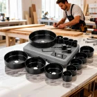 16 Parça Buat Açma Seti Panç Seti Yuvarlak Delik Açma Seti Ahşap Panç Seti