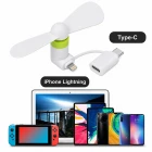 Telefon ve Powerbank Uyumlu Type C ve Lightning Başlıklı Mini Serinletici Vantilatör Mini Fan