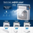 Işıklı 600 ml 5 Spreyli Vantilatör Buzlu Buharlı Mini Klima Mini Fan