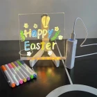 Led Işıklı Yazı Çizim Tahtası 20 x 20 cm 7 Kalem ve Stant Hediyeli Neon Işıklı Eğitici Not Tahtası