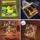 Led Işıklı Yazı Çizim Tahtası 20 x 20 cm 7 Kalem ve Stant Hediyeli Neon Işıklı Eğitici Not Tahtası