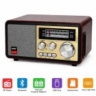 Retro Ahşap Bluetooth Hoparlör Radyo Profesyonel Stereo Ses TWS Mp3 Çalar FM USB TF Aux Girişlli