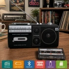 Retro Kaset Çalar Bluetooth Hoparlör 4 Band Radyo Mp3 Çalar FM USB TF Aux Girişli Siyah