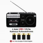 Retro Kaset Çalar Bluetooth Hoparlör 4 Band Radyo Mp3 Çalar FM USB TF Aux Girişli Siyah