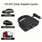 3 Lü Çakmaklık Çoğaltıcı Soket 120W Usb 2 Type-C Araç Şarj Cihazı Çakmaklık Çoklayıcı Çoğaltıcı