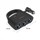 3 Lü Çakmaklık Çoğaltıcı Soket 120W Usb 2 Type-C Araç Şarj Cihazı Çakmaklık Çoklayıcı Çoğaltıcı
