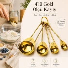 4 Adet Paslanmaz Çelik Ölçü Kaşığı Seti Ölçü Kabı 1.25ml 2.5ml 5ml 15ml
