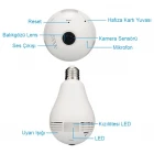 Ampul Şeklinde Panaromik Wifi Güvenlik Kamerası 360 Derece 1080p
