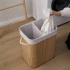 Bambu Natürel Çift Hazneli Çamaşır Sepeti 2 Li Kirli Sepeti