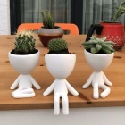 Beyaz Dekoratif İnsan Şekilli Figür Saksı 3 Lü