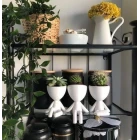 Beyaz Dekoratif İnsan Şekilli Figür Saksı 3 Lü