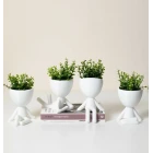 Beyaz Dekoratif İnsan Şekilli Figür Saksı 3 Lü