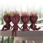 Bordo Dekoratif İnsan Şekilli Figür Saksı 3 Lü